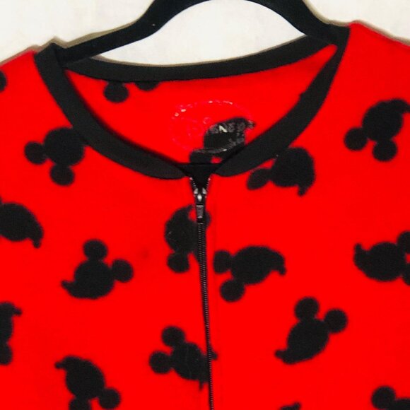 Disney feet pajamas red black mickey ears long sleeve zipper front size 10 READ - Picture 3 of 9